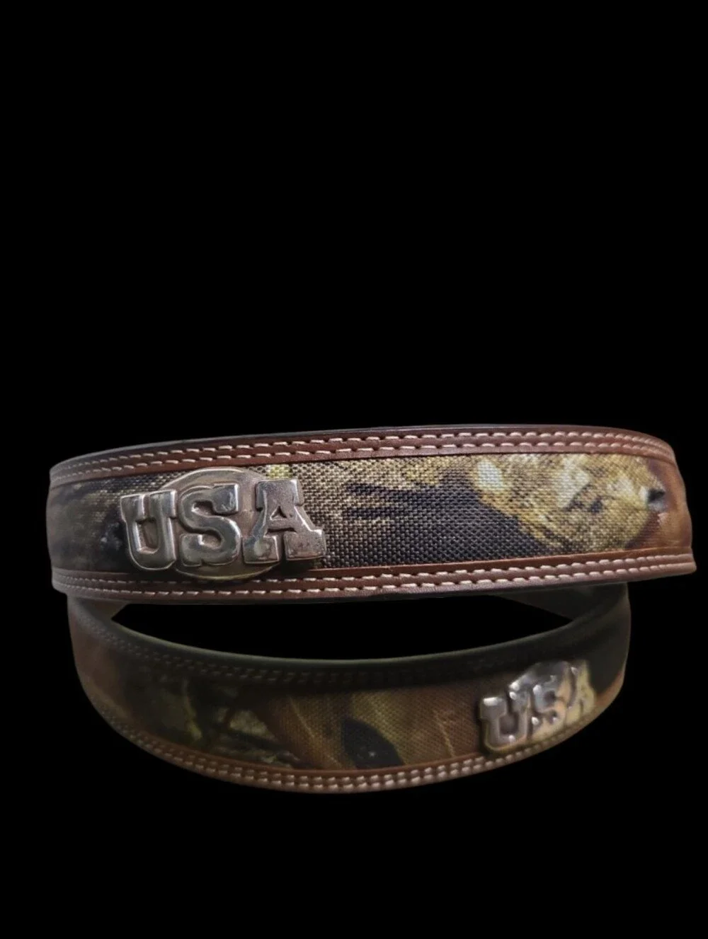 Zep-Pro Camo Leather Belt Big & Tall Silver USA Concho Plaque